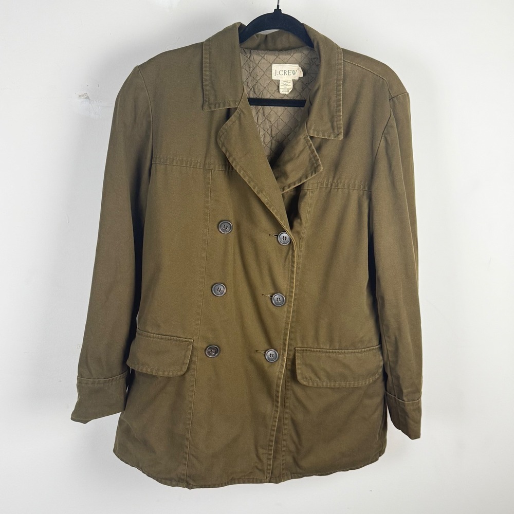 J.Crew Quilted Lined‎ Utility Jacket Womens Small Olive Green Field Coat